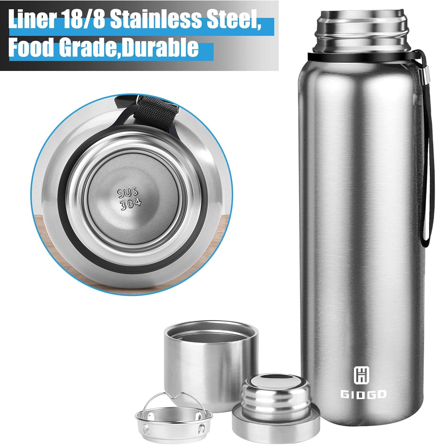 You are currently viewing Stainless Steel 1.5L Water Bottle w/Cup – Hot/Cold Keep